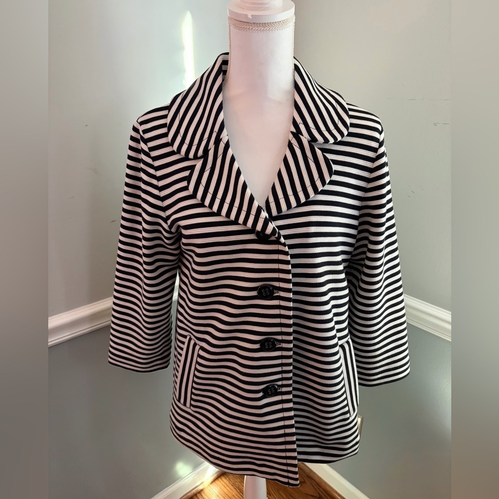 Pendleton Black White Striped Swing Jacket Blazer Medium